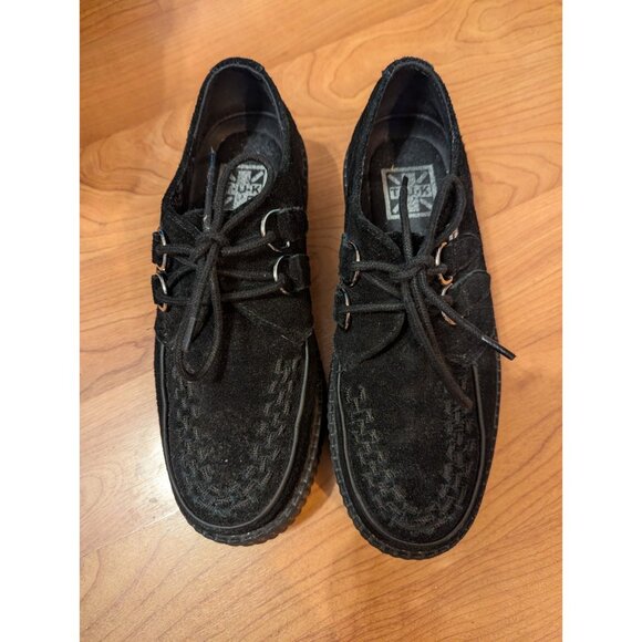 T.U.K Platform Creepers M 7 W 9 Eu 40 Black On Black Suede Chunky Y2K Goth EUC - Picture 2 of 7